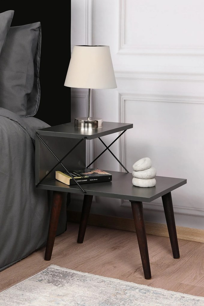 Mesa de Cabeceira Cross – Antracite – 50x55x40 cm