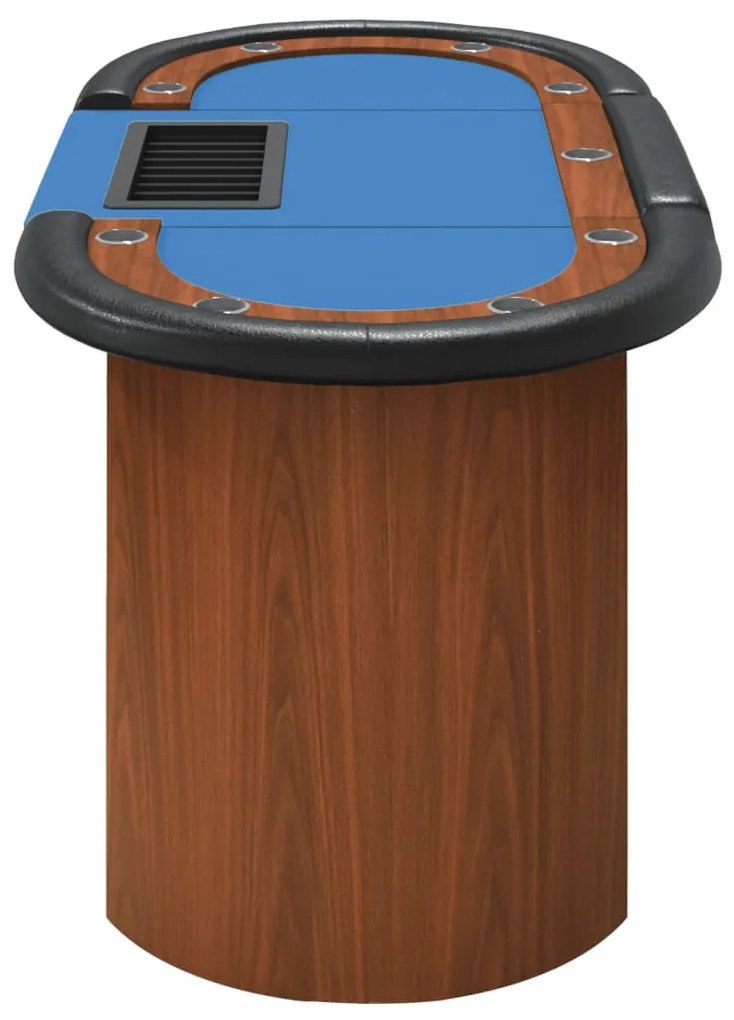 Mesa poker 10 jogadores 160x80x75cm c/ tabuleiro de fichas azul