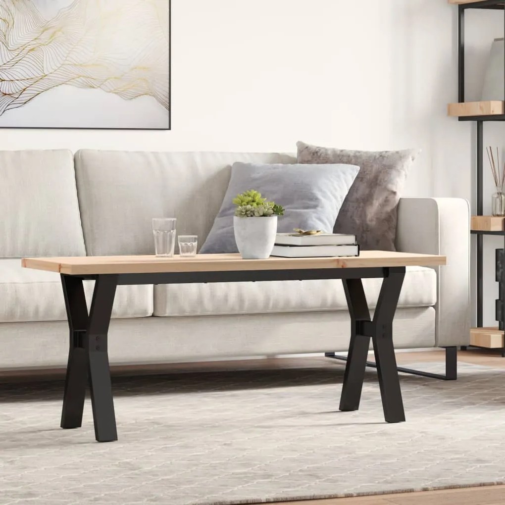 Mesa de centro estrutura em Y 110x40x45,5cm pinho/aço