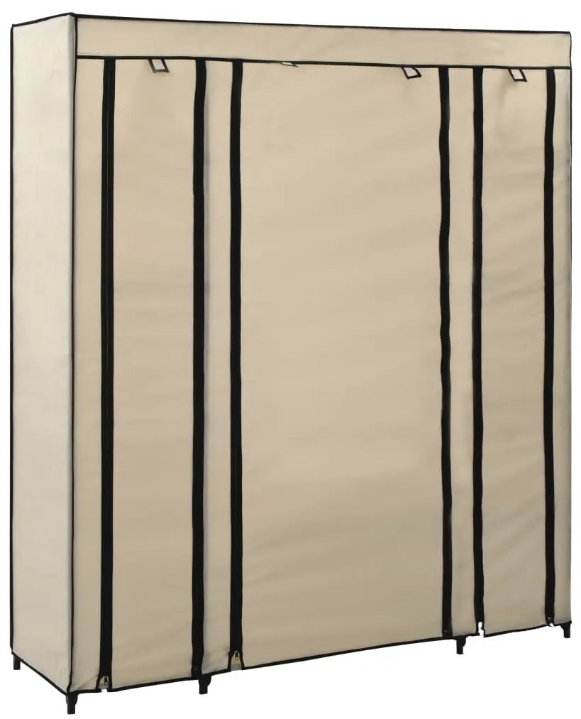 Roupeiro c/ compartimentos e varões 150x45x176 cm tecido creme