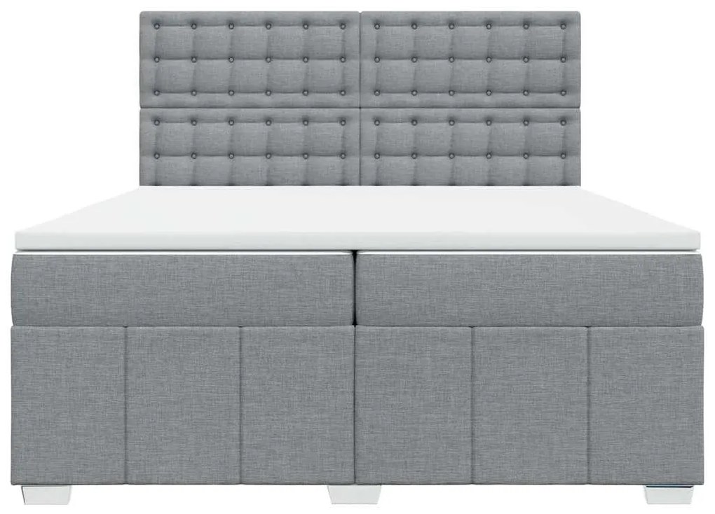Cama com molas/colchão 200x200 cm tecido cinza-claro