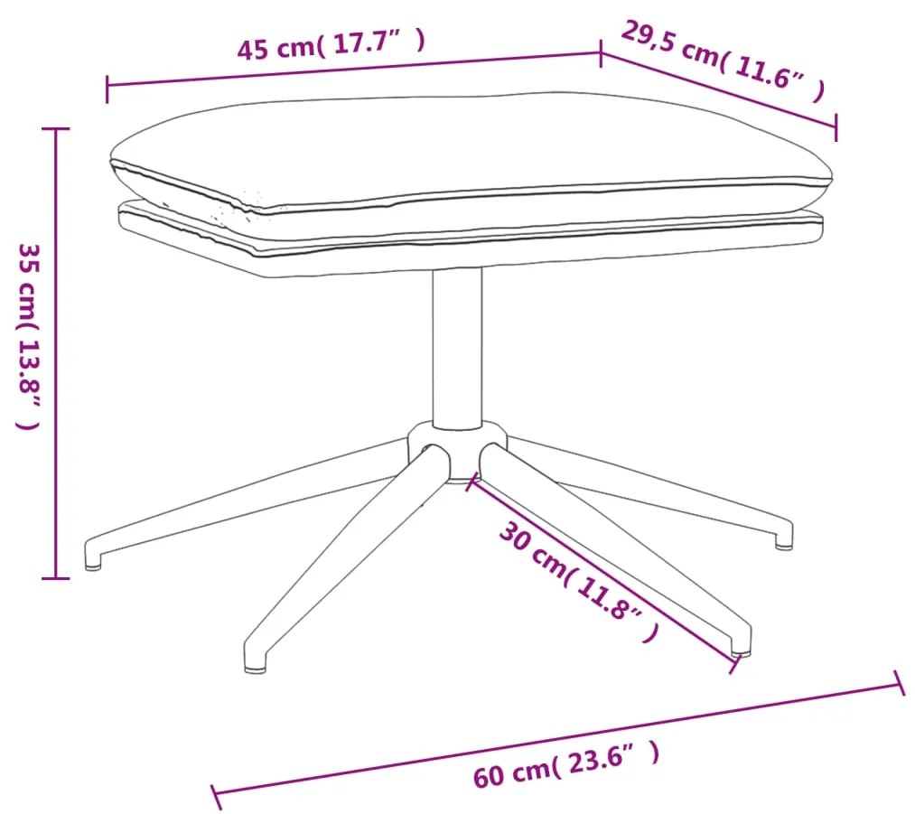 Apoio de pés tecido de microfibra 60x60x35 cor creme