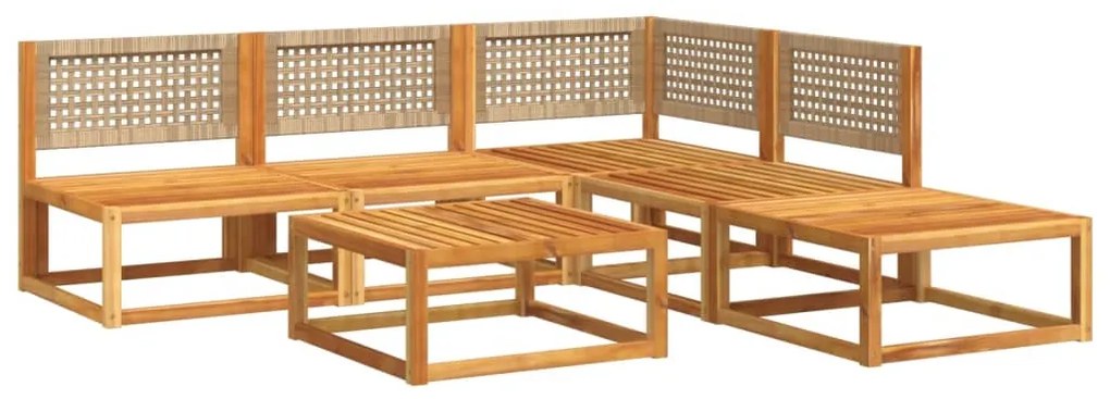 6 pcs conjunto de sofás de jardim com almofadões acácia maciça