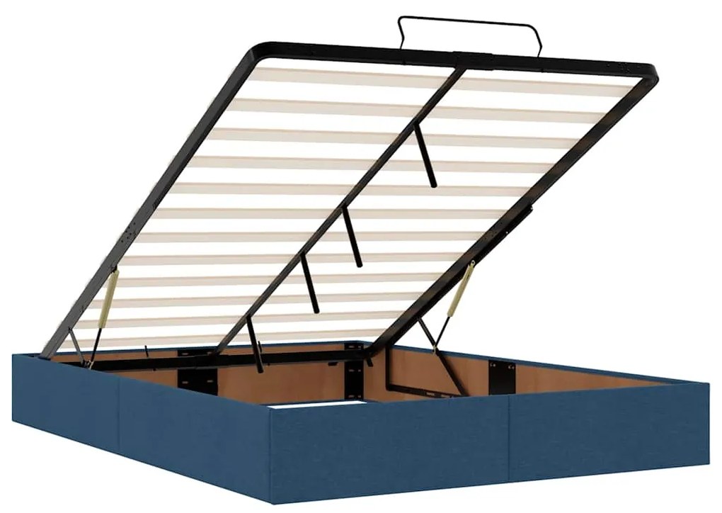 Estrutura de cama otomana sem colchão 140x190 cm tecido azul