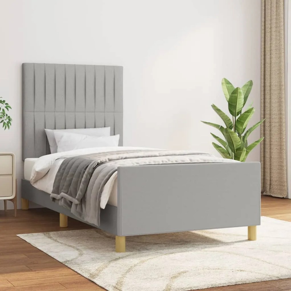 vidaXL Estrutura de cama sem colchão 80x200 cm tecido cinzento-claro