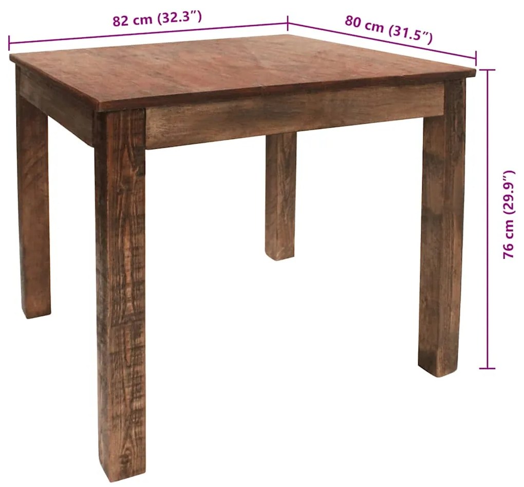 Mesa de jantar mistura de madeiras recicladas 82x80x76 cm