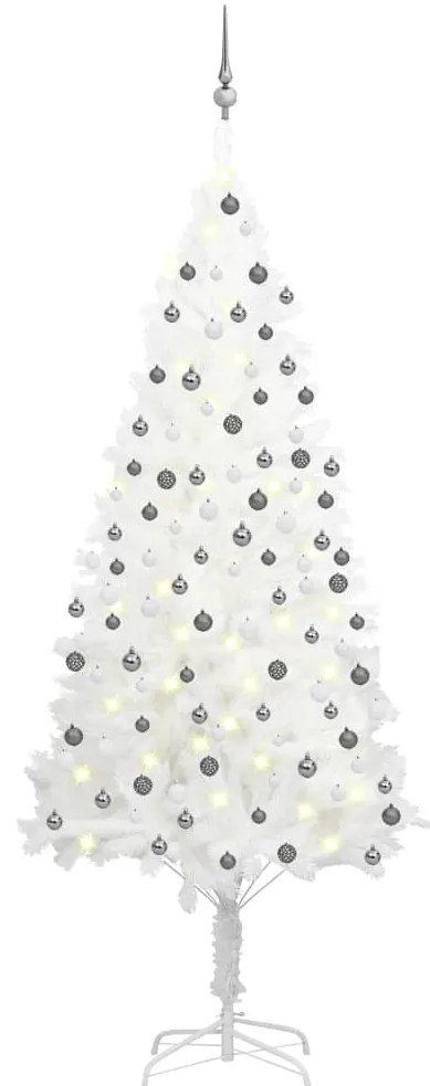 vidaXL Árvore Natal artificial pré-iluminada c/ bolas 210 cm branco