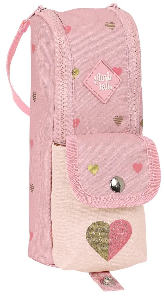 Bolsa Escolar Glow Lab Hearts Cor de Rosa (6 X 21 X 6 cm)