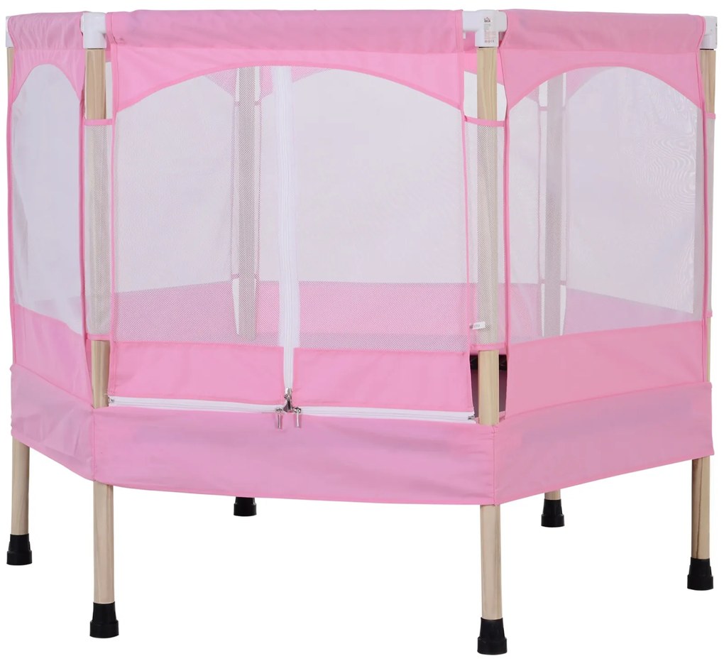 Trampolim infantil Trampolim para Crianças 3-12 Anos Jardim Quintal com Rede de Segurança 50 kg 126x109x98cm Rosa