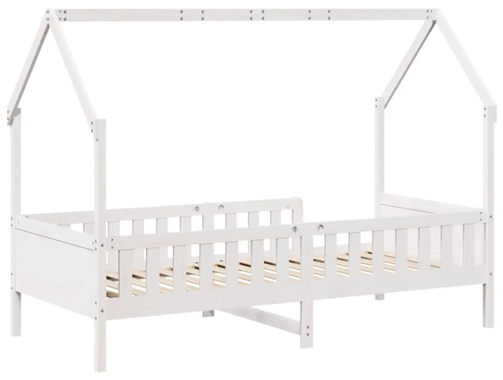 Cama infantil formato casa 80x200 cm pinho maciço branco