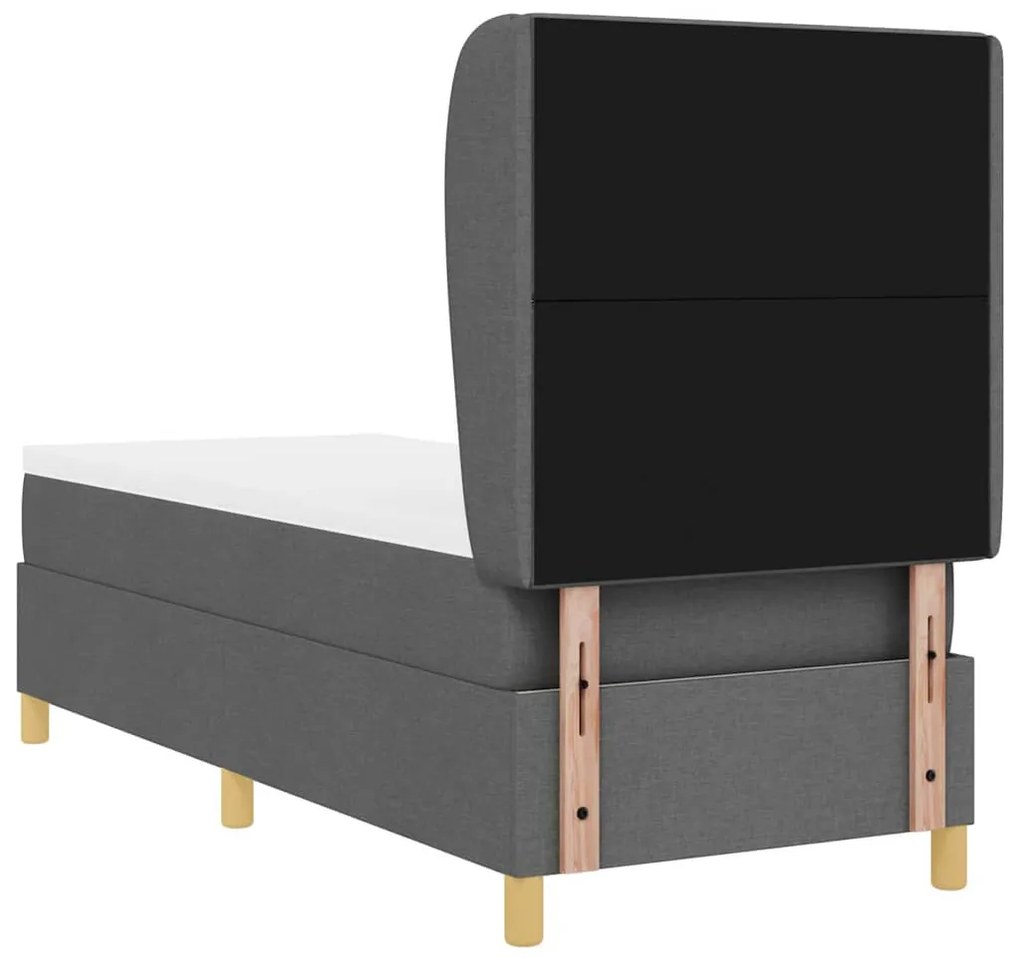 Cama Box com Colchão Cinza Escuro 80x200 cm em Tecido