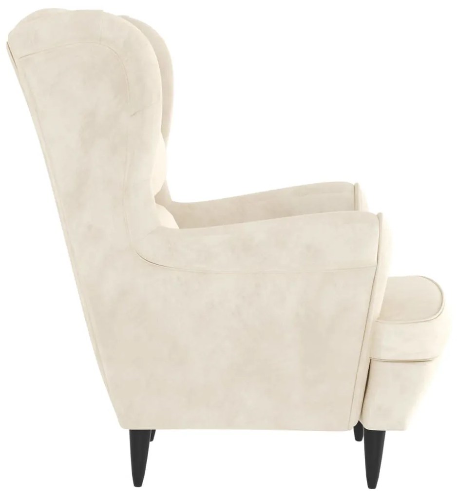 Poltrona de descanso com banco veludo cor creme