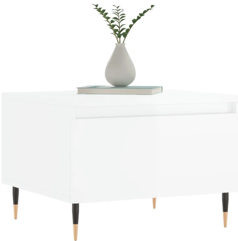 Mesas de centro 2pcs 50x46x35cm deriv. madeira branco brilhante