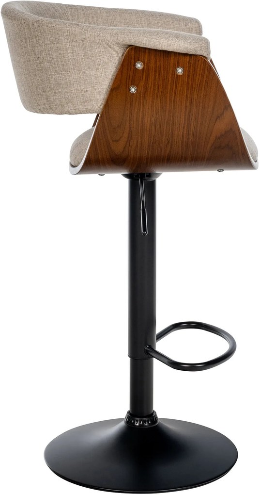 Banco alto em tecido 90-111 x 60 x 51 cm nogueira/creme