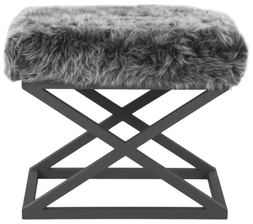 Pouffe Capraz – Preto e Cinzento – 50 cm x 42 cm x 40 cm