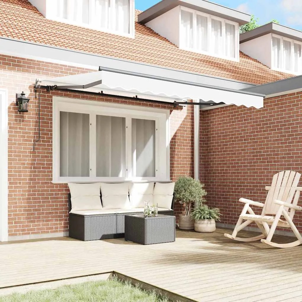 Toldo Retrátil Manual Branco e Antracite