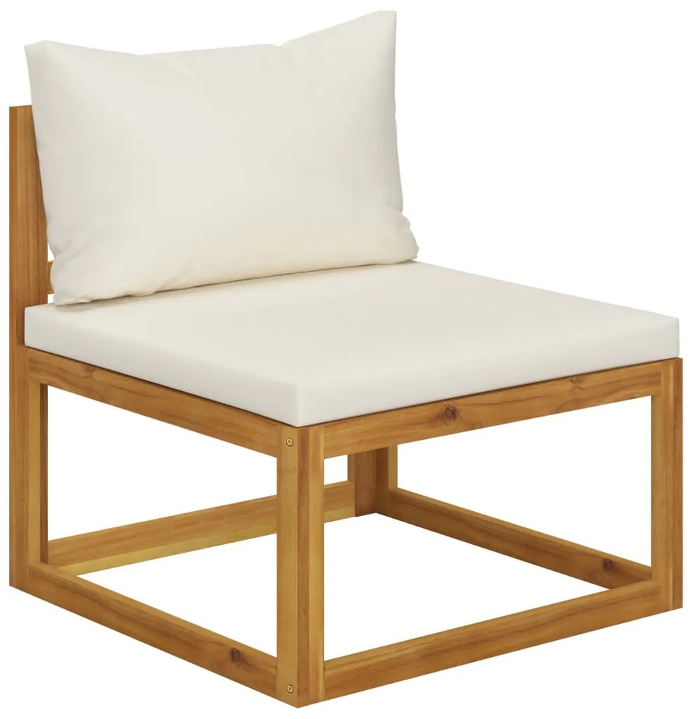 9 pcs conjunto lounge jardim c/ almofadões acácia maciça creme