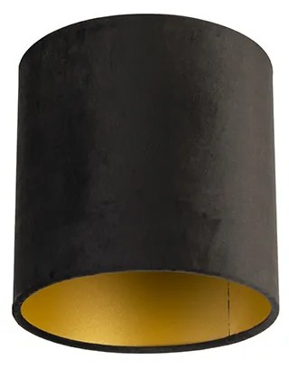 Abajur de veludo preto 20/20/20 com interior dourado