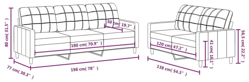 2 pcs conjunto de sofás com almofadões tecido cinza-acastanhado
