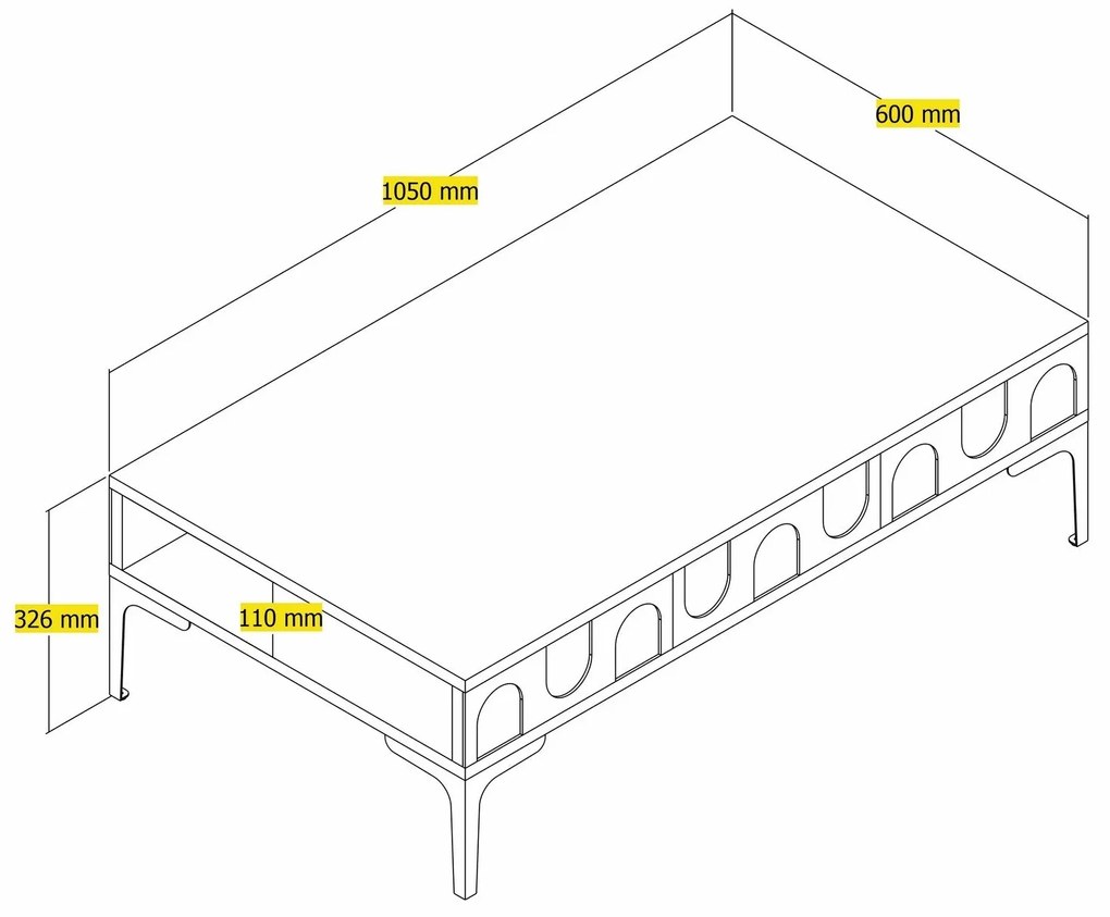 Mesa de Centro Retangular – Lyon – Creme e Preto – 105x60x32,6 cm