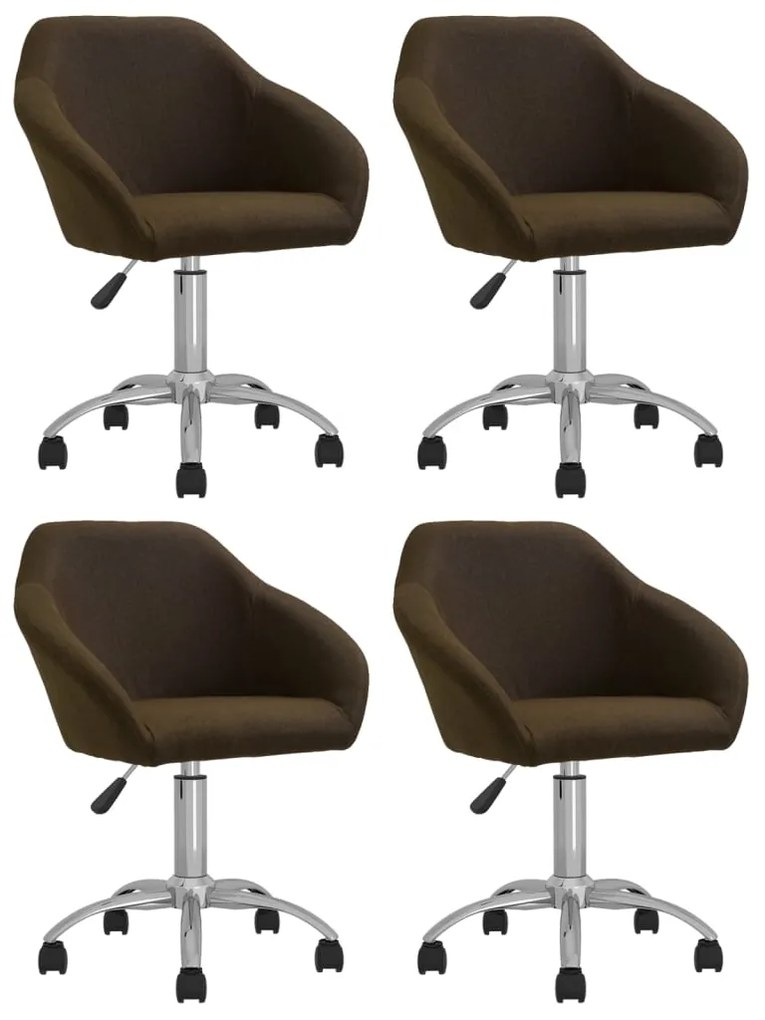 vidaXL Cadeiras de jantar giratórias 4 pcs tecido castanho-escuro
