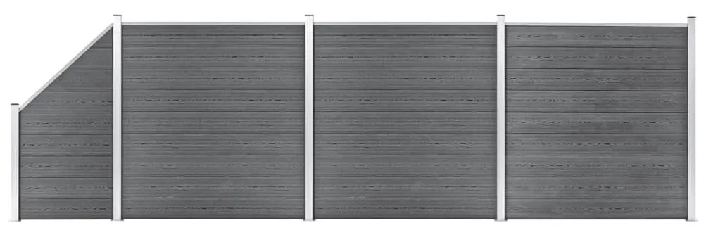 vidaXL Painel vedação WPC 3 quadrados + 1 inclinado 619x186cm cinzento