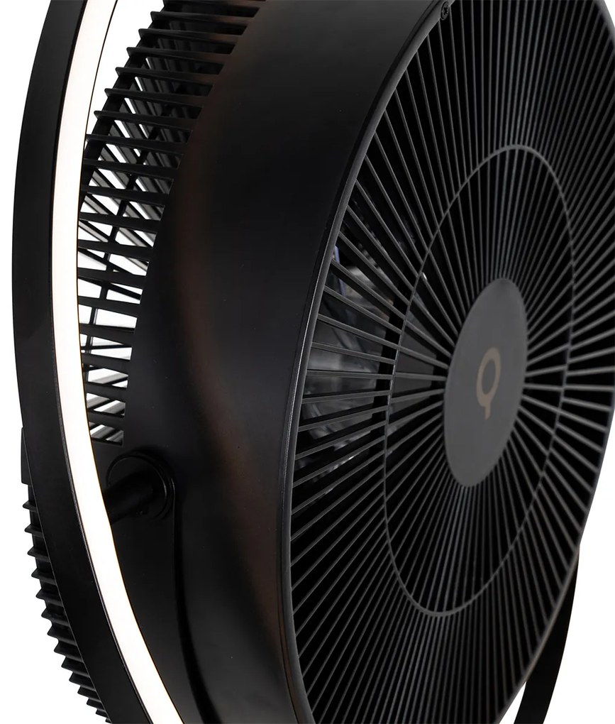 Ventilador de pé tripé preto com LED regulável em 3 níveis - Marleen Moderno