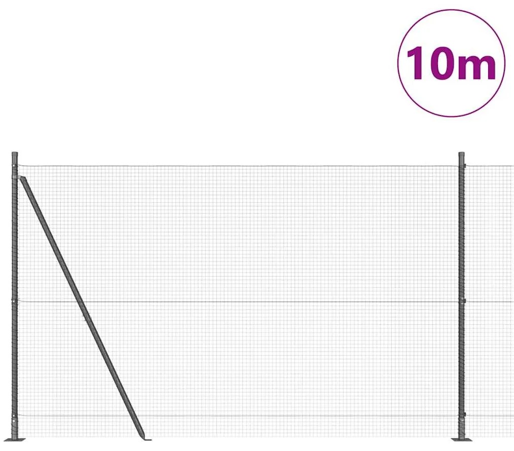 Cerca de Fios Soldados com 7 Postes Flangeados Cinza 1.5x10 m Aço