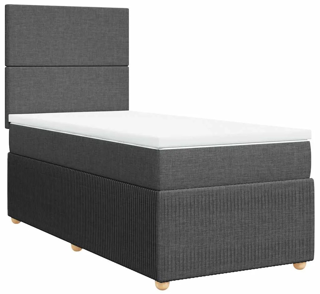 Cama com molas/colchão 90x190 cm tecido cinza-escuro
