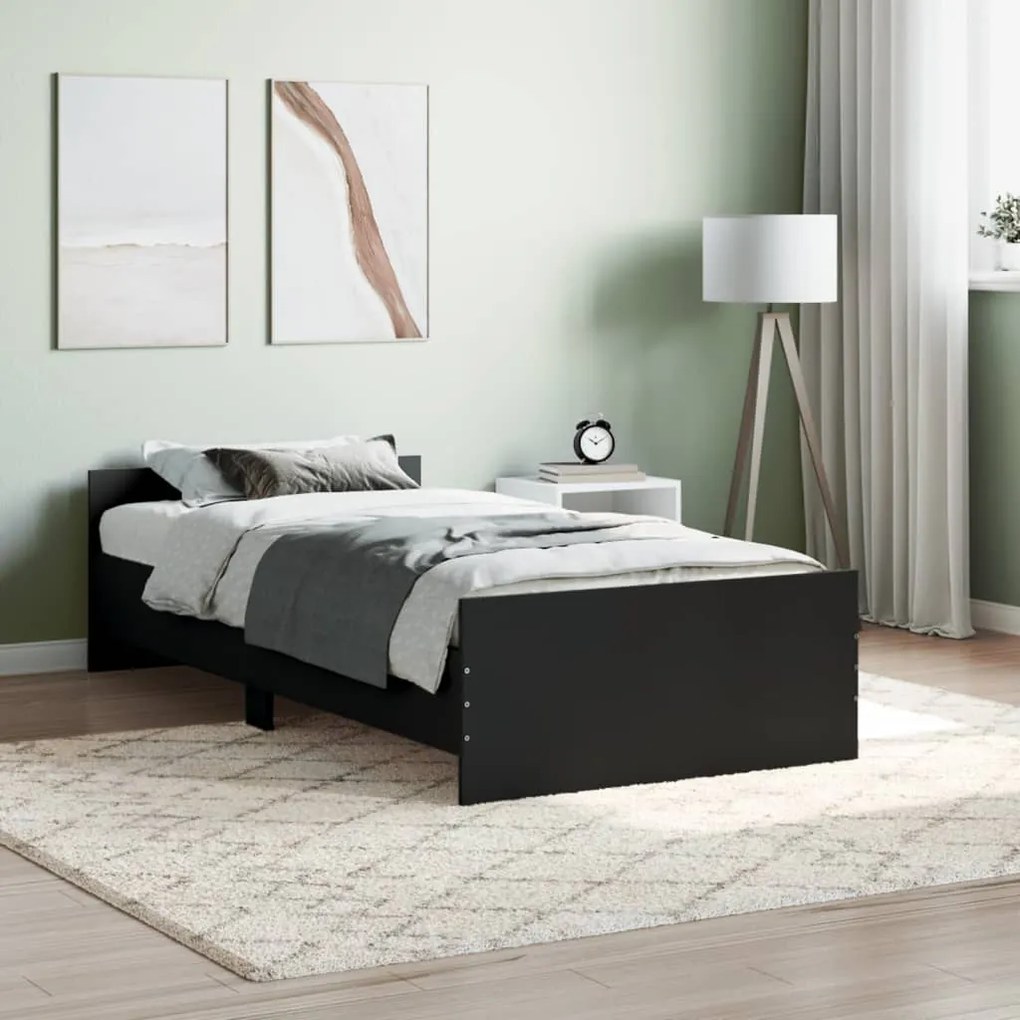 Estrutura de Cama Moona - 90x200 cm - Preto - Design Moderno