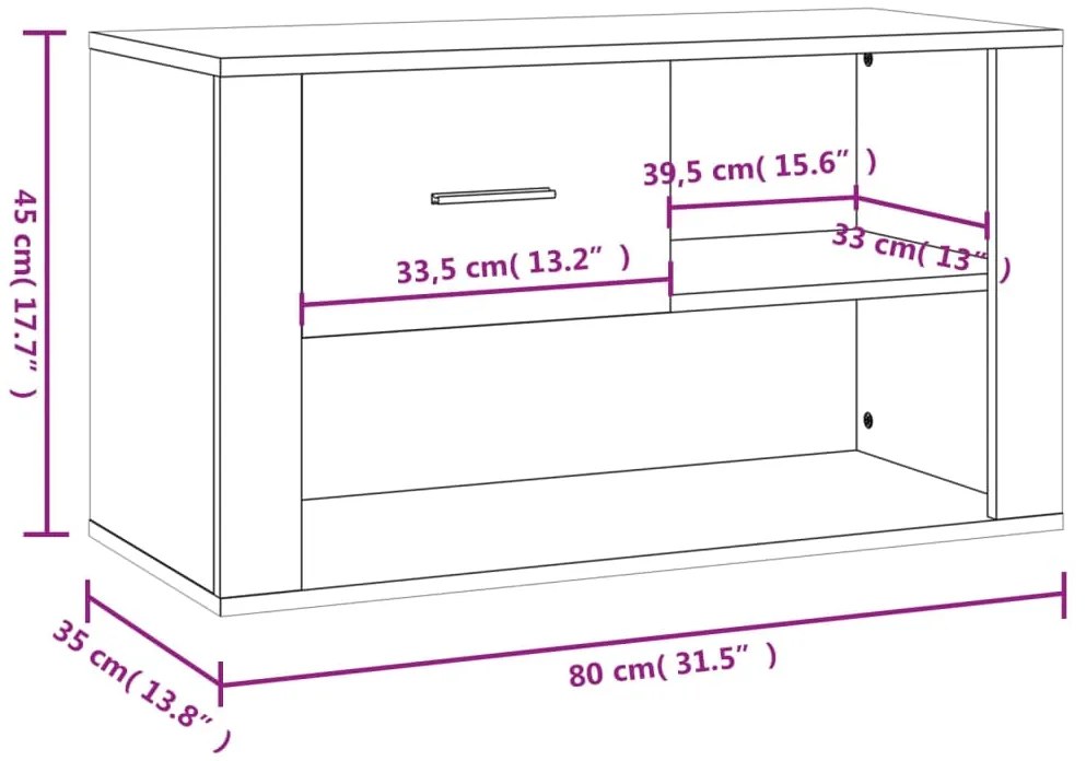 Sapateira 80x35x45 cm derivados de madeira branco brilhante