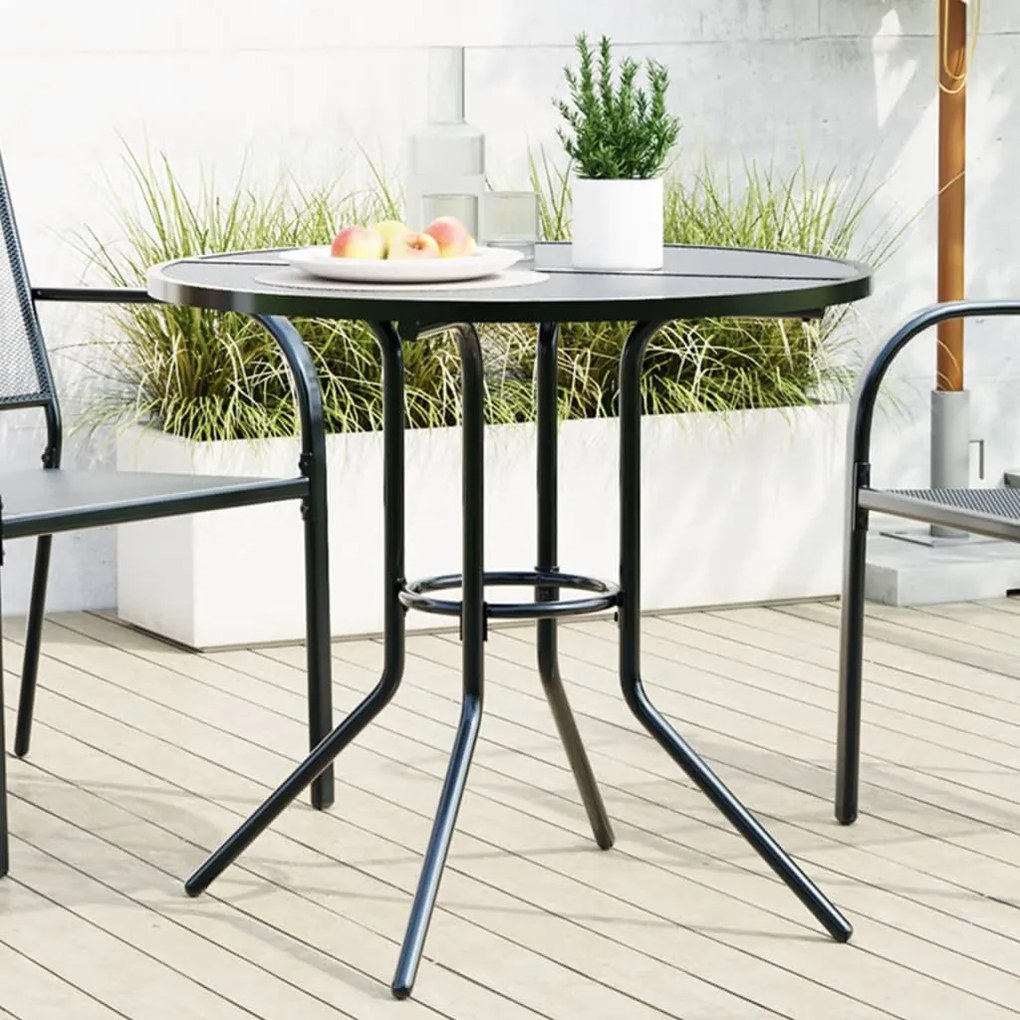 vidaXL Mesa de pátio redonda Ø80x72,5 cm aço revestido a pó antracite