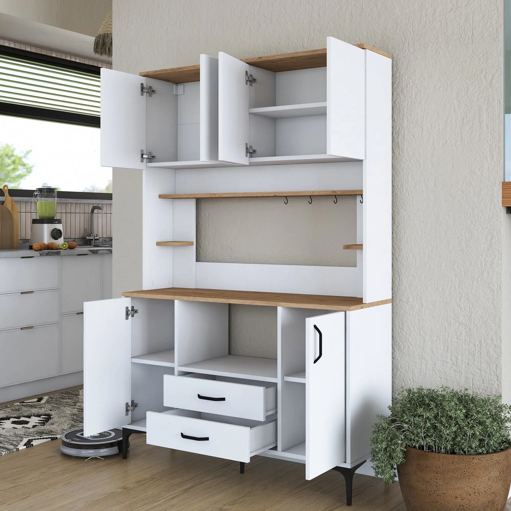 Armário Multiusos JE168 – Branco Nogueira – 120x184,2x40 cm