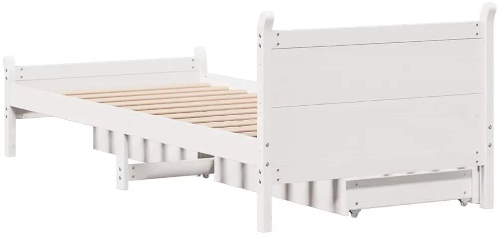 Cama sem colchão 90x190 cm madeira de pinho maciça branco