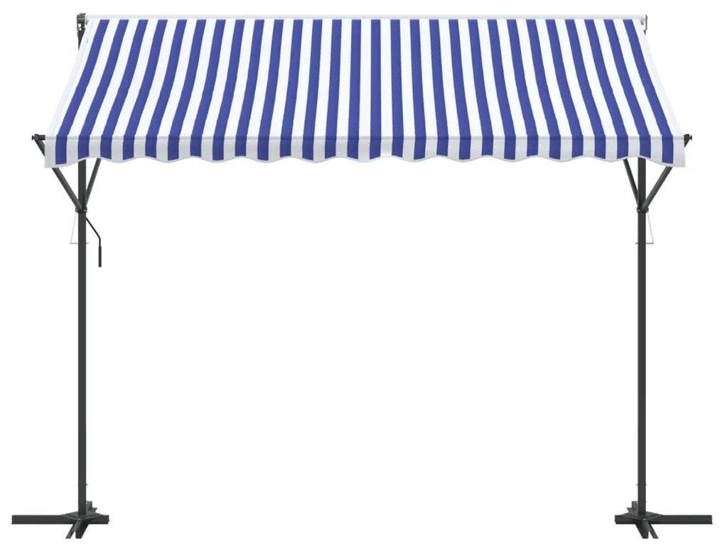 Toldo de pé 300x300 cm tecido e aço azul e branco