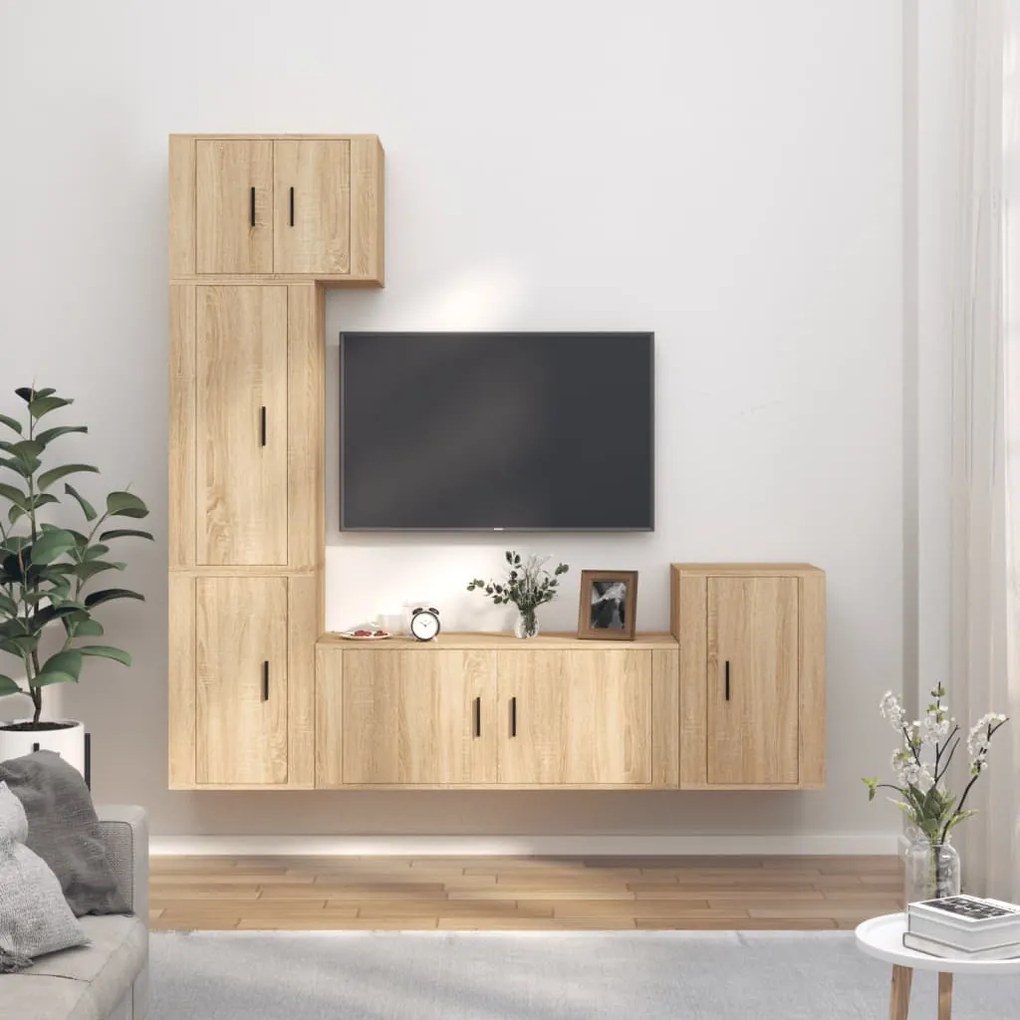vidaXL Conjunto móveis de TV 5 pcs madeira processada carvalho sonoma