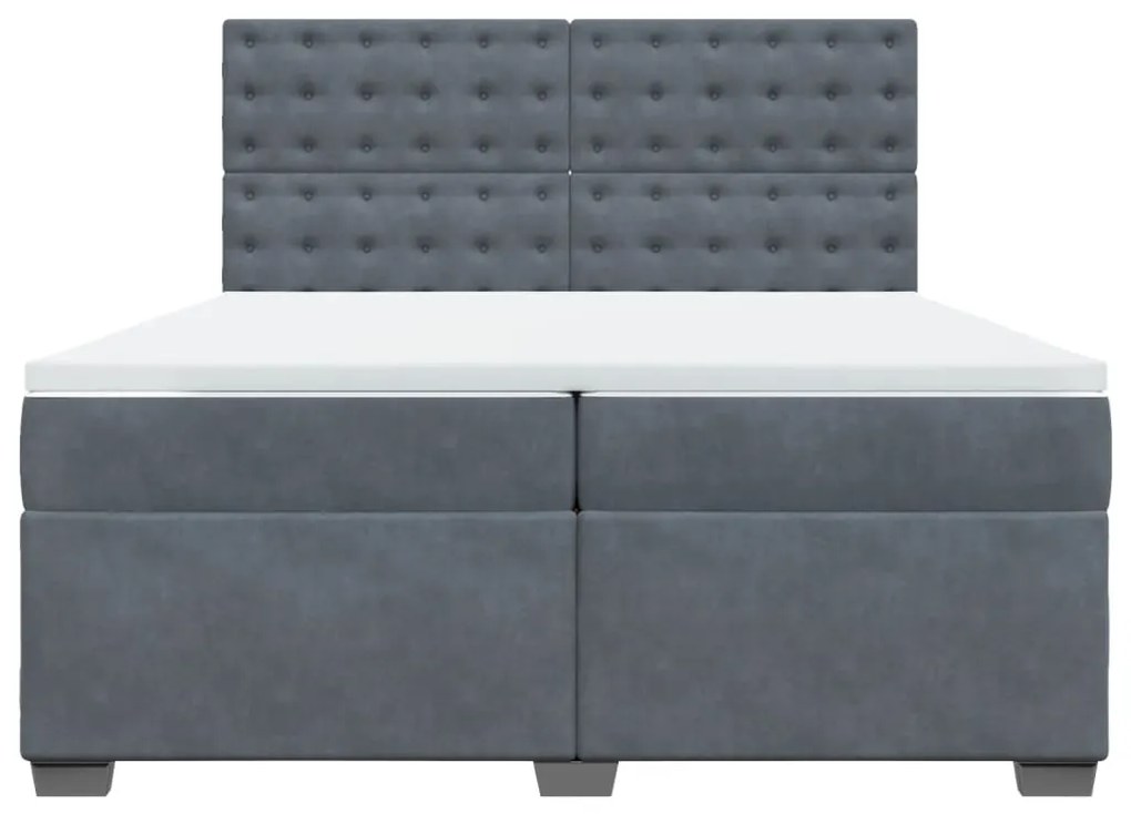 Cama com molas/colchão 200x200 cm veludo cinzento-escuro
