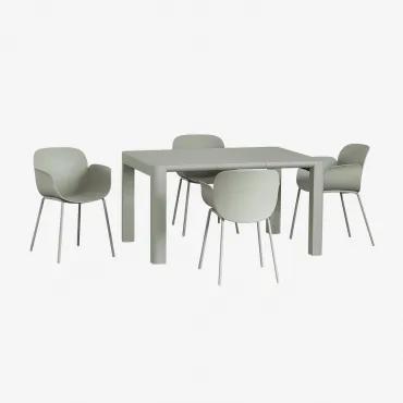 Conjunto de mesa retangular Arnadine (140x100 cm) e 4 cadeiras de - Sklum