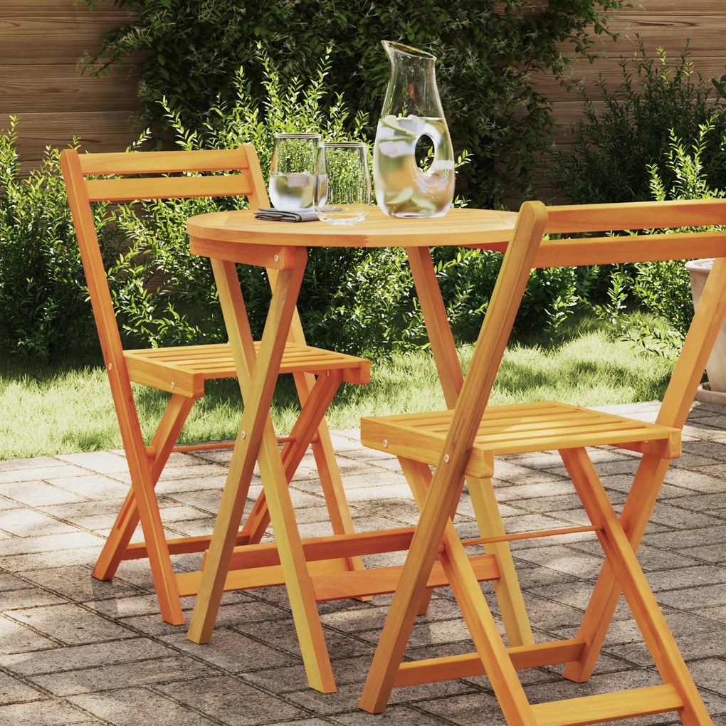 vidaXL Mesa de Jardim Dobrável Redonda Ø60x72 cm Madeira Sólida de Acácia