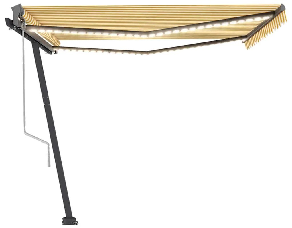 Toldo autom. LED e sensor de vento 400x300 cm amarelo/branco