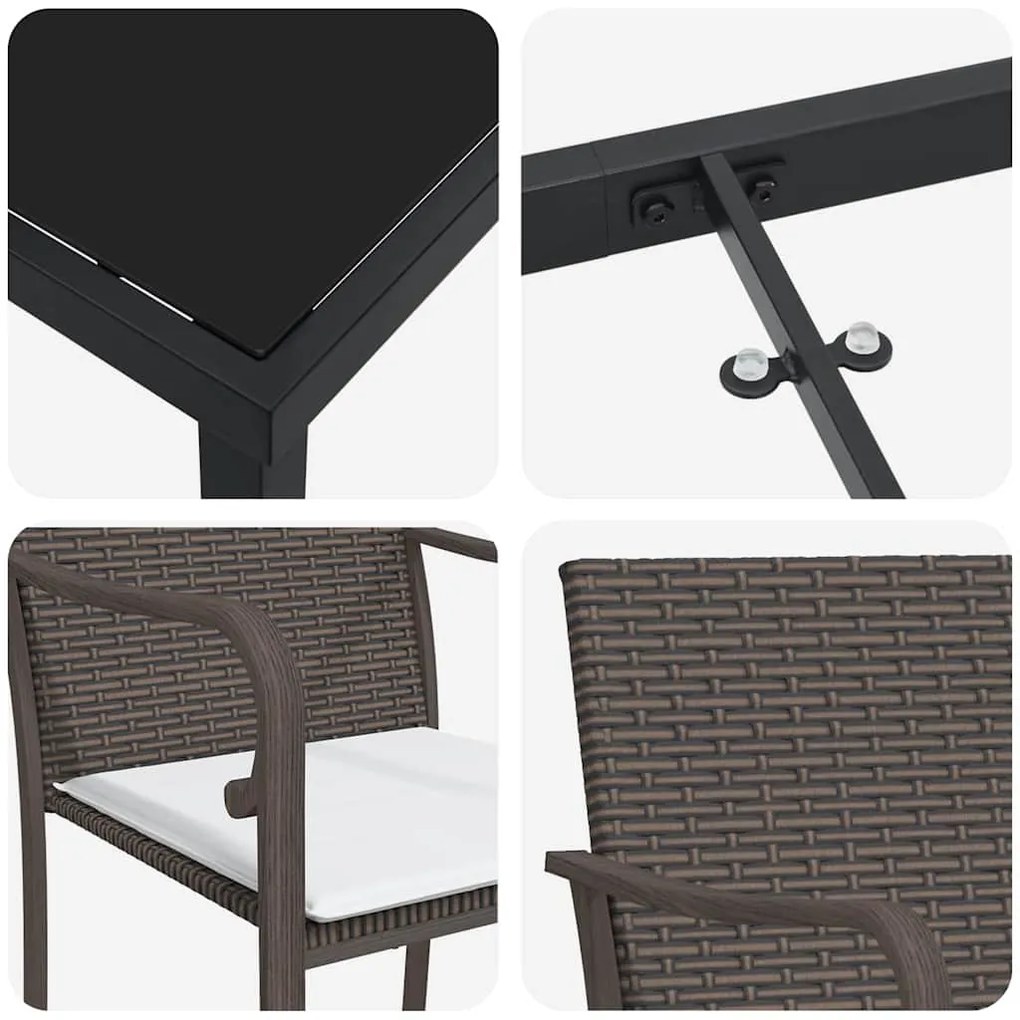 Conjunto de Jantar de Jardim de 5 Peças com Almofadas - Rattan Poli Ca