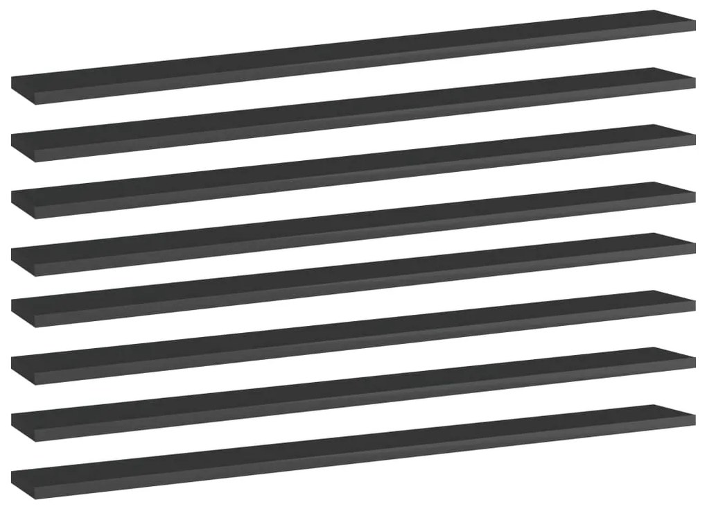 vidaXL Prateleiras estante 8pcs 100x10x1,5cm contrapl. preto brilhante