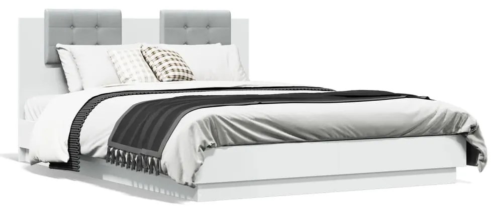 vidaXL Estrutura cama c/ cabeceira 140x200 cm derivados madeira branco