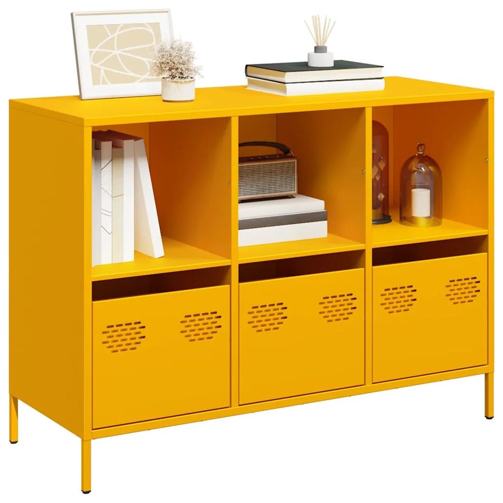 Aparador 101,5x39x73,5 cm aço laminado a frio amarelo mostarda