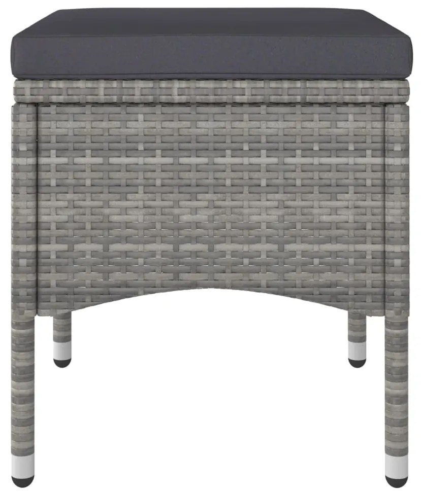 4 pcs conjunto de cadeiras e bancos de jardim vime PE cinzento