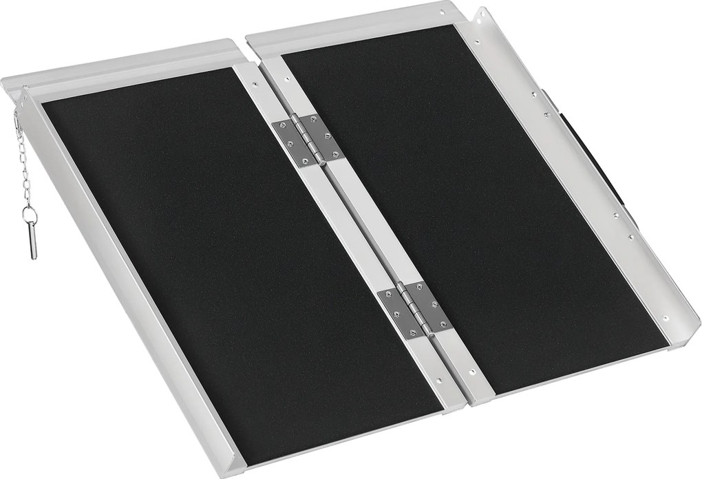 Rampa para cadeiras de rodas 60 C x 73 L x 5 A cm Rampa de acesso antiderrapante dobrável com bordas de segurança em alumínio Preta