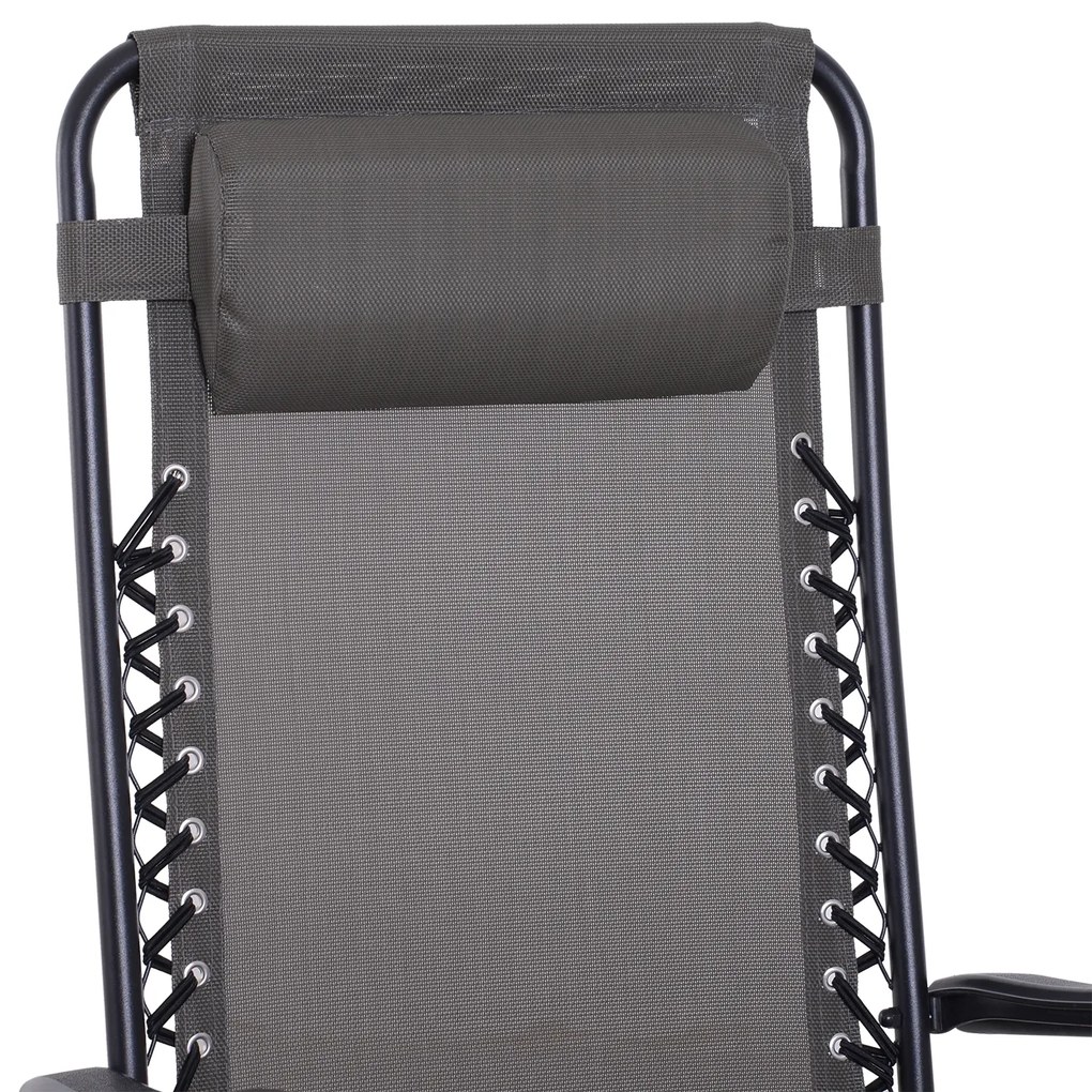 Outsunny Espreguiçadeira Dobrável de Jardim Espreguiçadeira de Gravidade Zero para Pátio Terraço Carga Máxima 150kg 90x65x110 cm Cinza