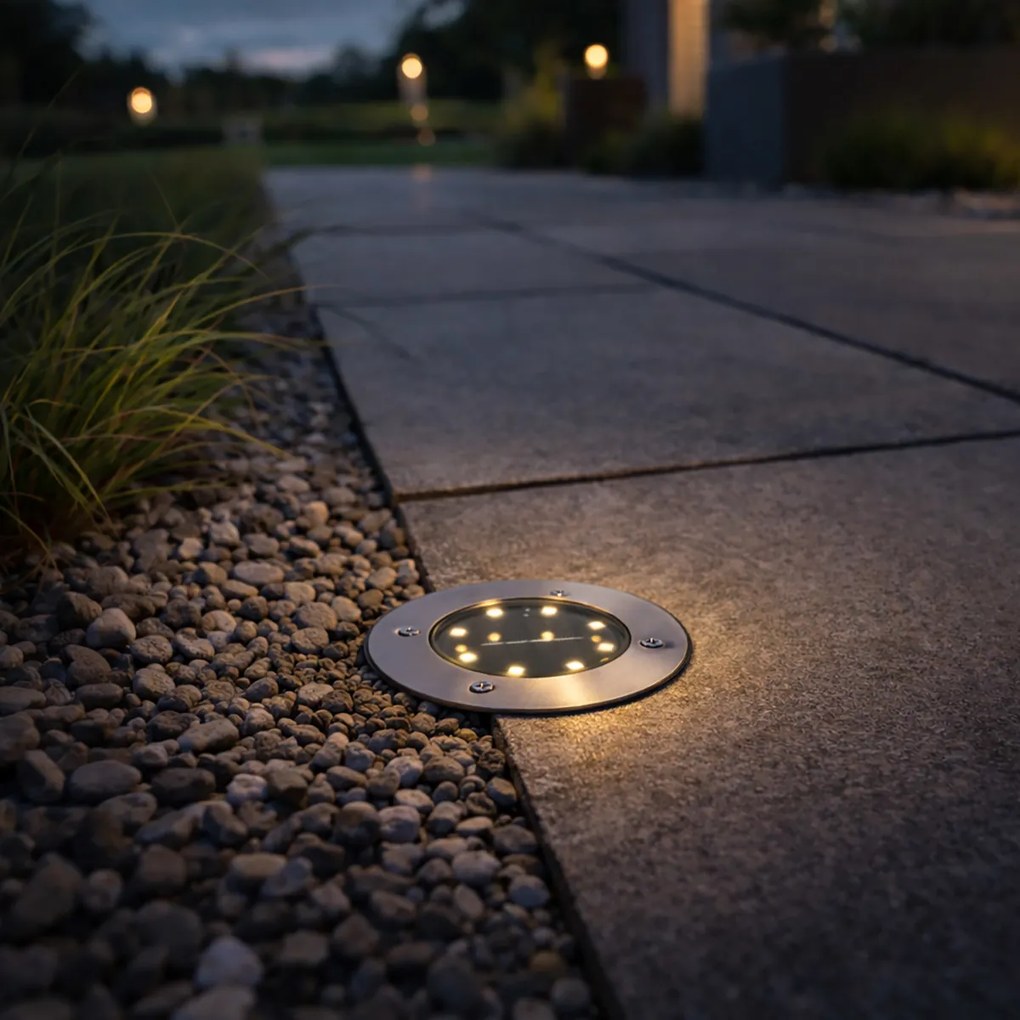 Foco de chão moderno em aço com LED IP65 solar - Terry