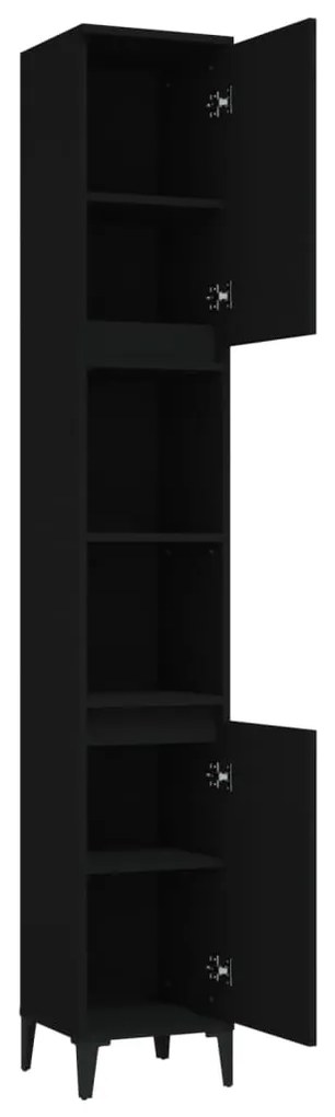 Armário casa de banho 30x30x190 cm derivados de madeira preto