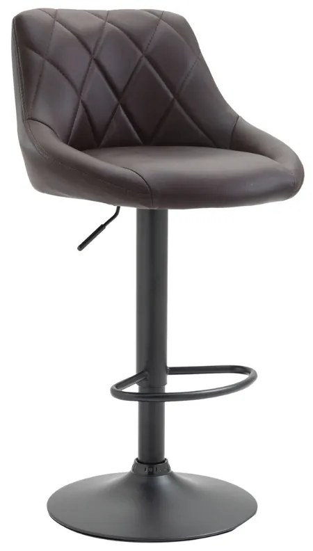 Banco de bar Lazio em couro sintético e com estrutura preta 46 x 83-104 x 49 cm Castanho